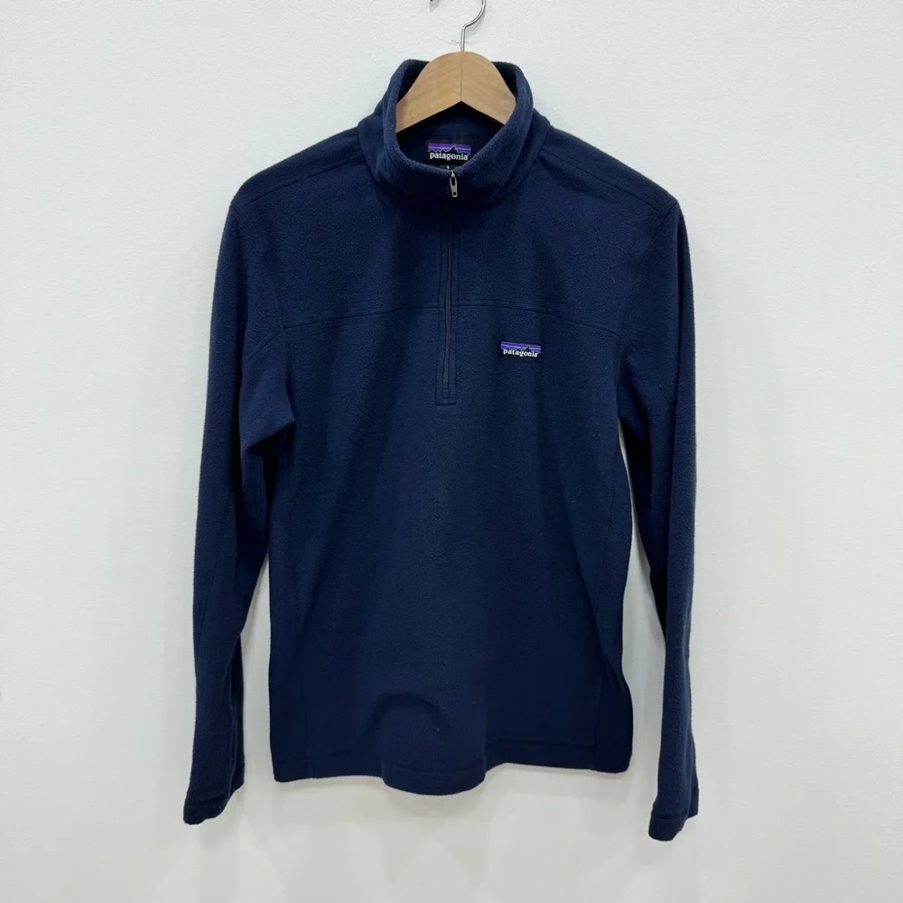 Patagonia Men’s Micro D fleece 1/4 zip pullover Navy Blue Sz Small - Picture 6 of 7